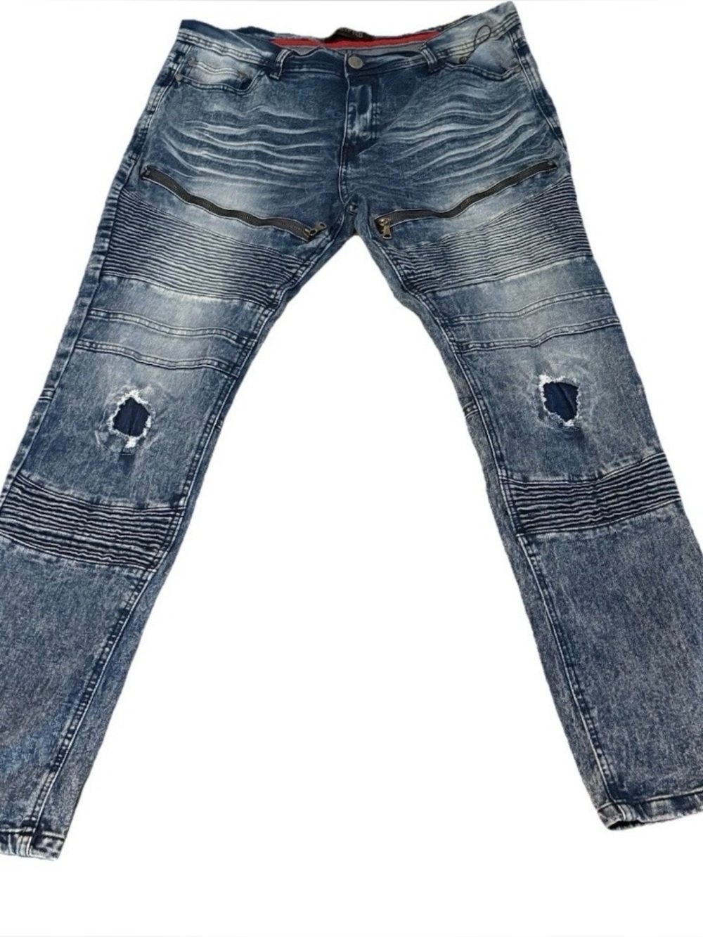 Encrypted Jeans Men's Straight Acid Wash 38x32 Dark Wash Streetwear